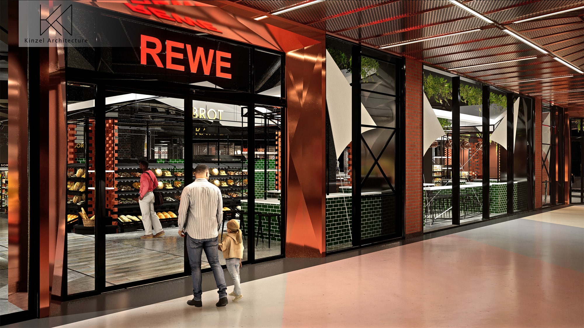 URW Kinzel Architecture Rendering Gourmet- und Erlebnissupermarkt REWE